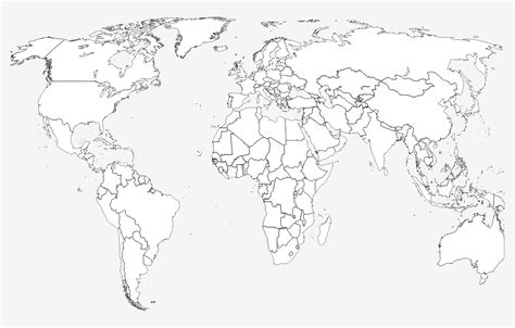 Black and white map of the world